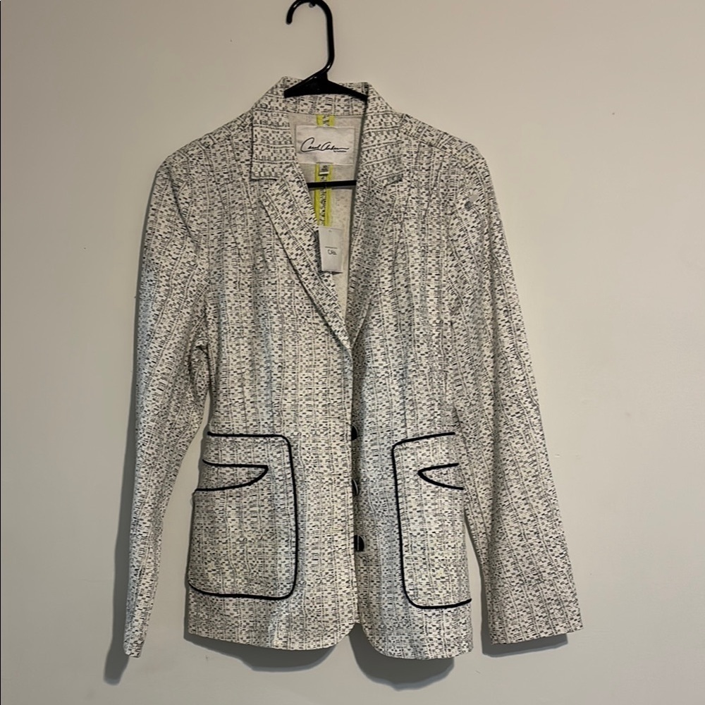 Calvin Klein Women's White and Black Tweed Blazer
